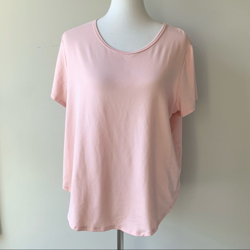 All in Motion Pink Short Sleeve Flowy Activewear Top Crew Neck Size XX-Large